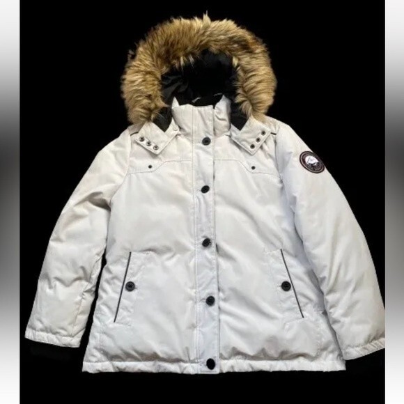 Alpine tek Fill Down Jackets Glacial Terrain Gear Winter Coat Hoodie Fur Trim - Picture 1 of 12